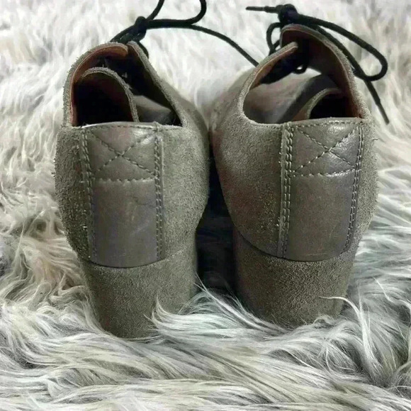 Hispanitas Beige/gray Suede Oxford Lace Up Low Heel Booties, EU 38 - Picture 4 of 10